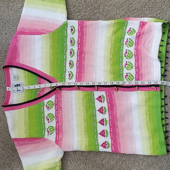 Gently loved! Vintage Storybook Knits Watermelon stripes short sleeved sweater - Picture 9 of 11